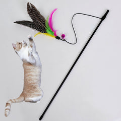 PawKind Feather Bird Cat Teaser Wand with a playful cat