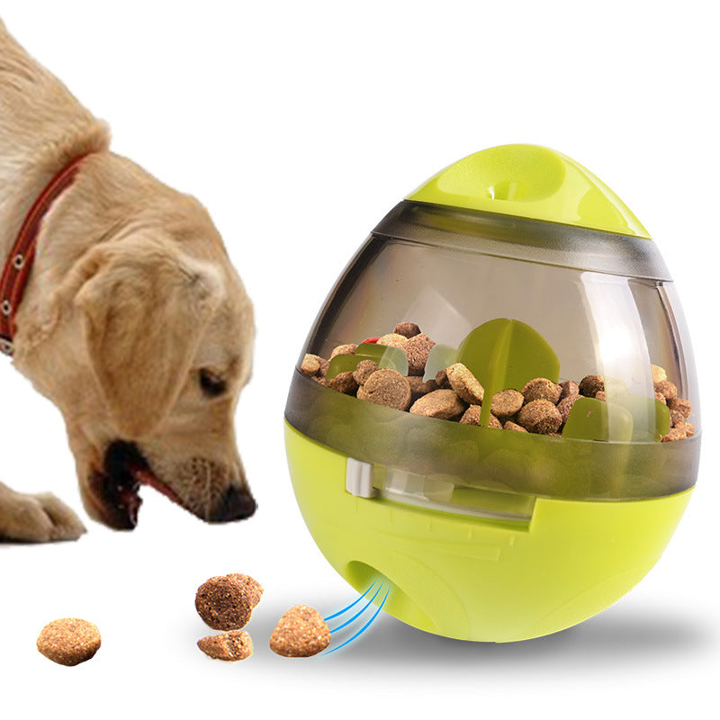 PawKind Wobble Egg Treat Dispenser dropping kibble for a dog