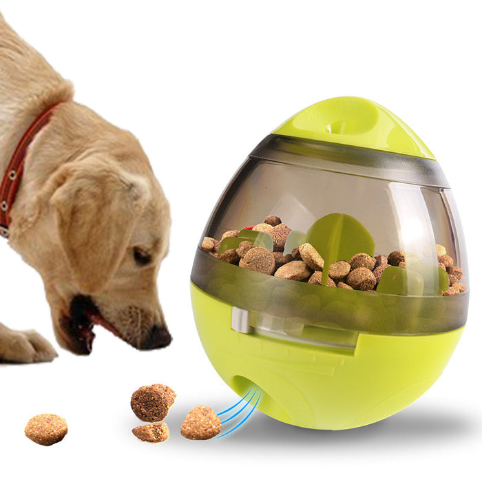 PawKind Wobble Egg Treat Dispenser dropping kibble for a dog