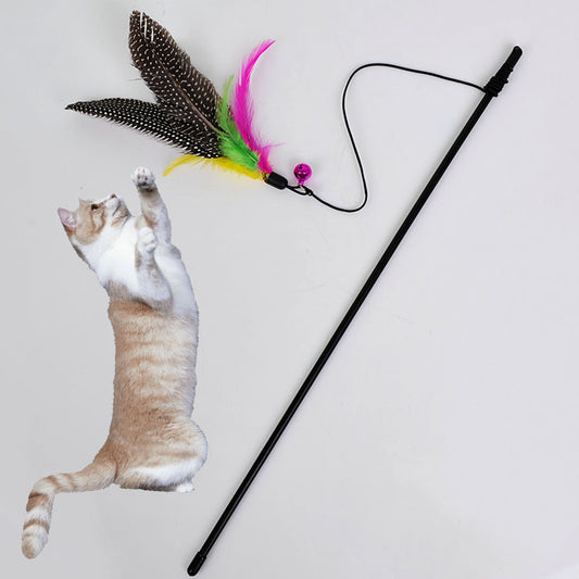 PawKind Feather Bird Cat Teaser Wand with a playful cat